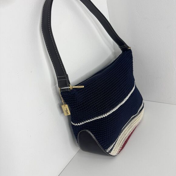 The Sak Women's Crochet Crossbody Bag Red White Blue Striped patriotic Charm - Picture 1 of 9